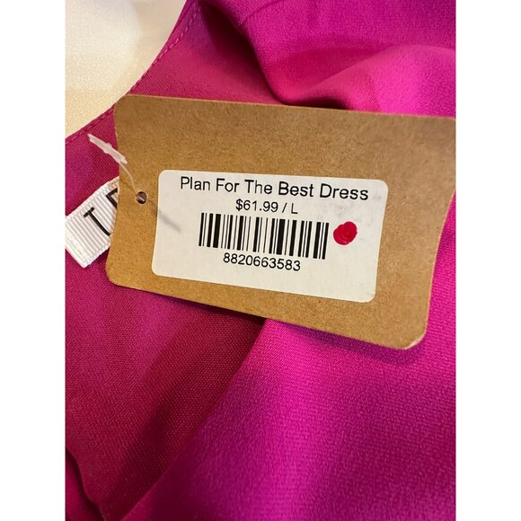 Bold Pink Pleated Tier Party Dress L – Holiday Glam Giftable Statement Look - Picture 7 of 7